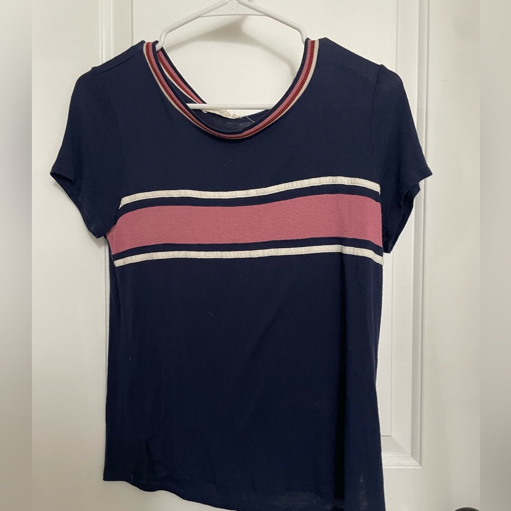 Navy blue striped women’s small short sleeved tee